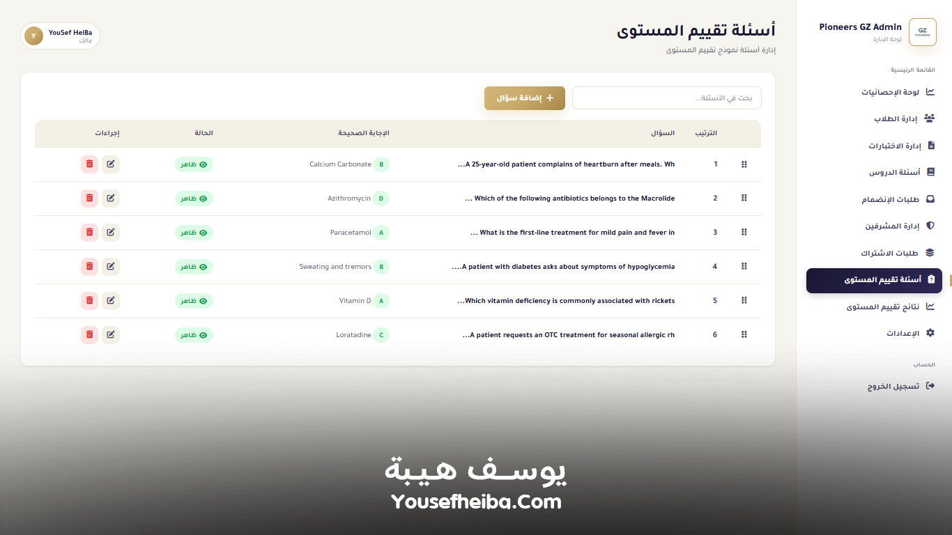 Pioneers GZ – منصة رقمية متكاملة لتأهيل الصيادلة لسوق العمل السعودي وإدارة رحلة التدريب والاختبارات والاعتماد المهني بواجهة Prometric الاحترافية